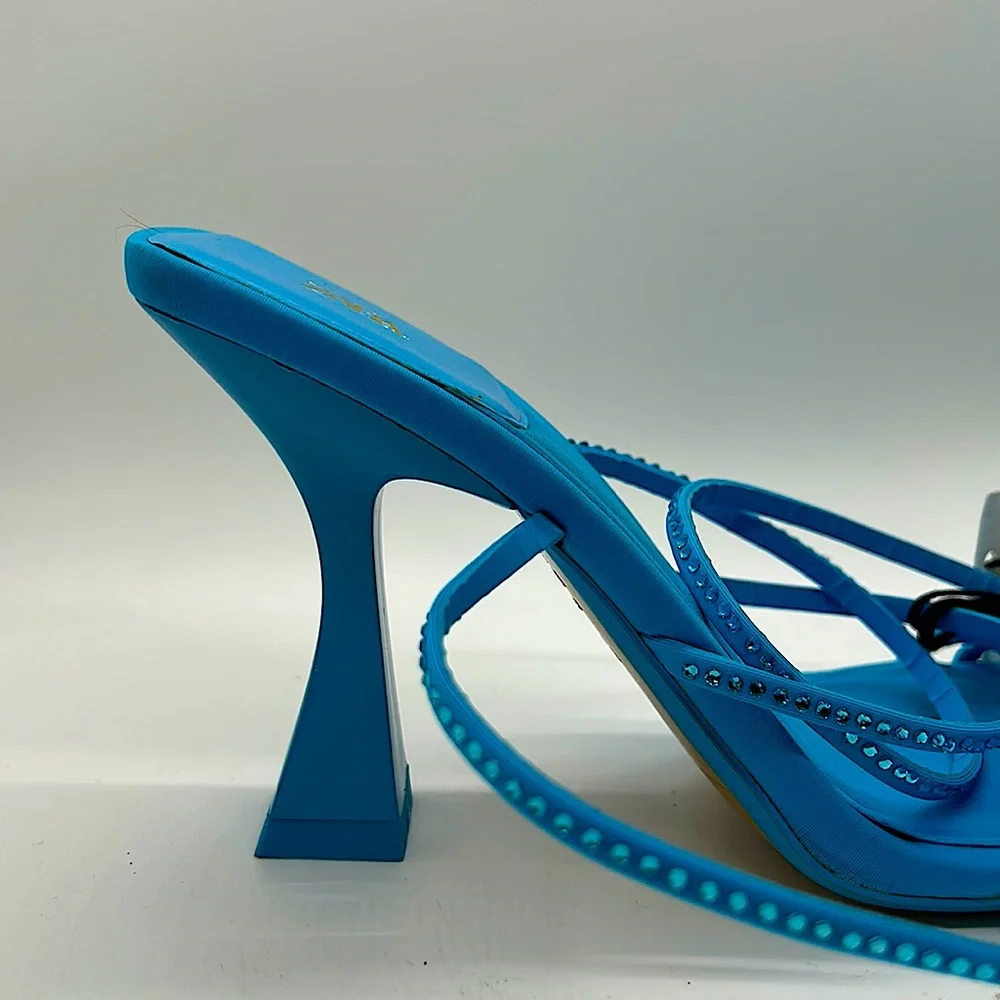 Zara NWT Brilliant Blue Jeweled Strappy High Heel Shoes **Size 36/US Size 6** - Picture 6 of 7